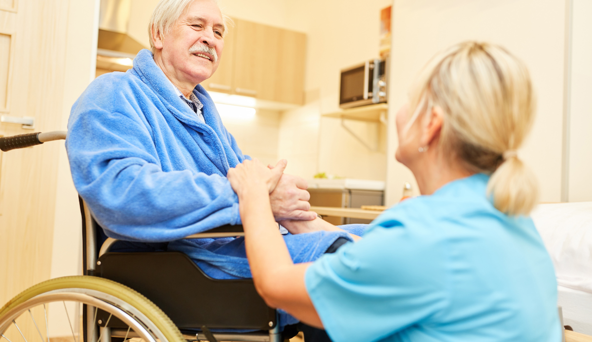 care staff looking after patient